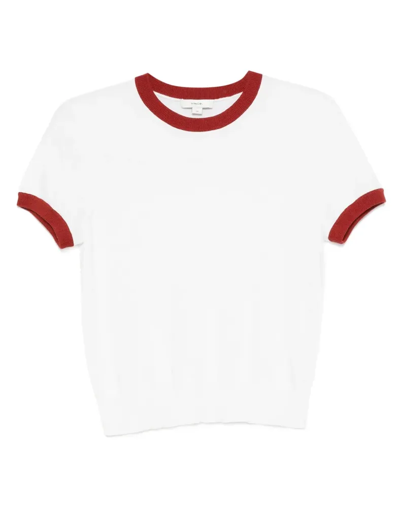 Vince T-Shirt mit Kontrastdetails - Weiß Weiß