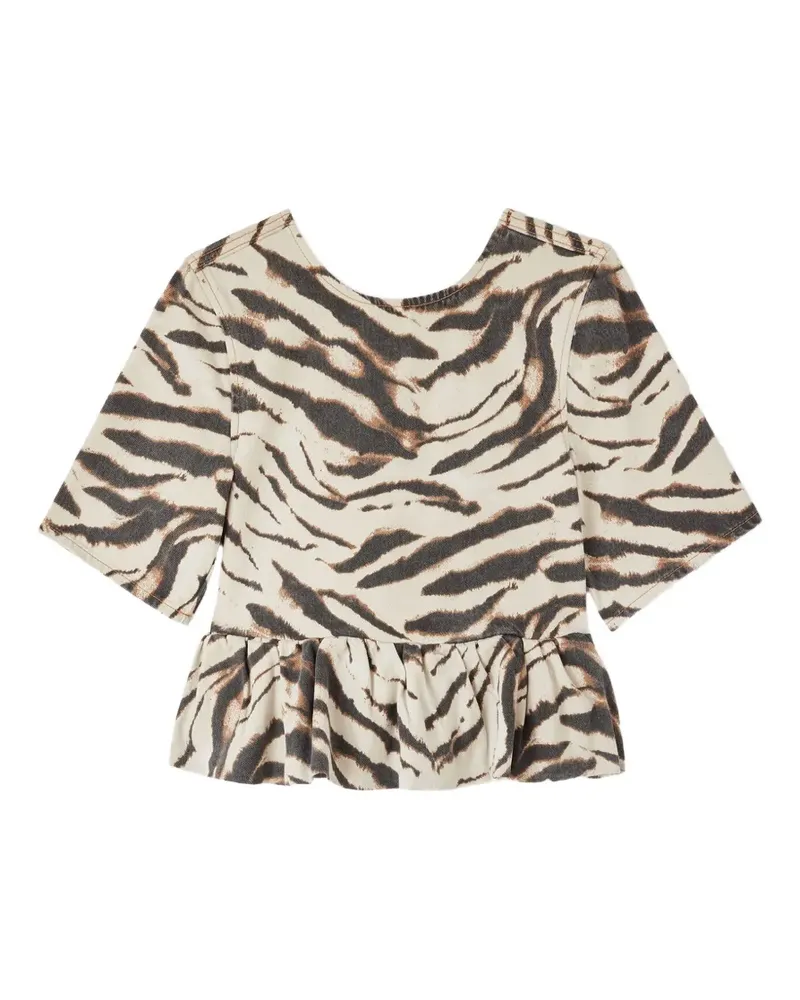 Ganni Bluse mit Zebraprint - Nude Nude
