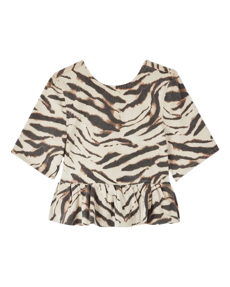 Ganni Bluse mit Zebraprint - Nude Nude