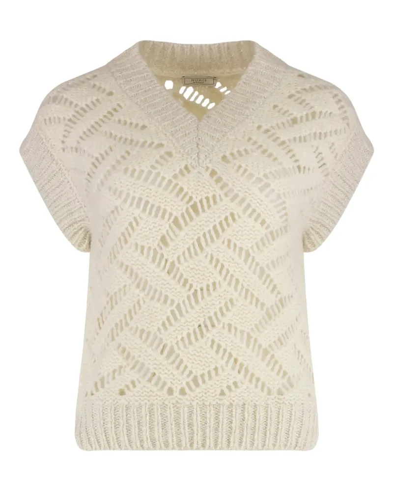 Peserico Kurzärmeliger Pullover in Lochstrick - Nude Nude