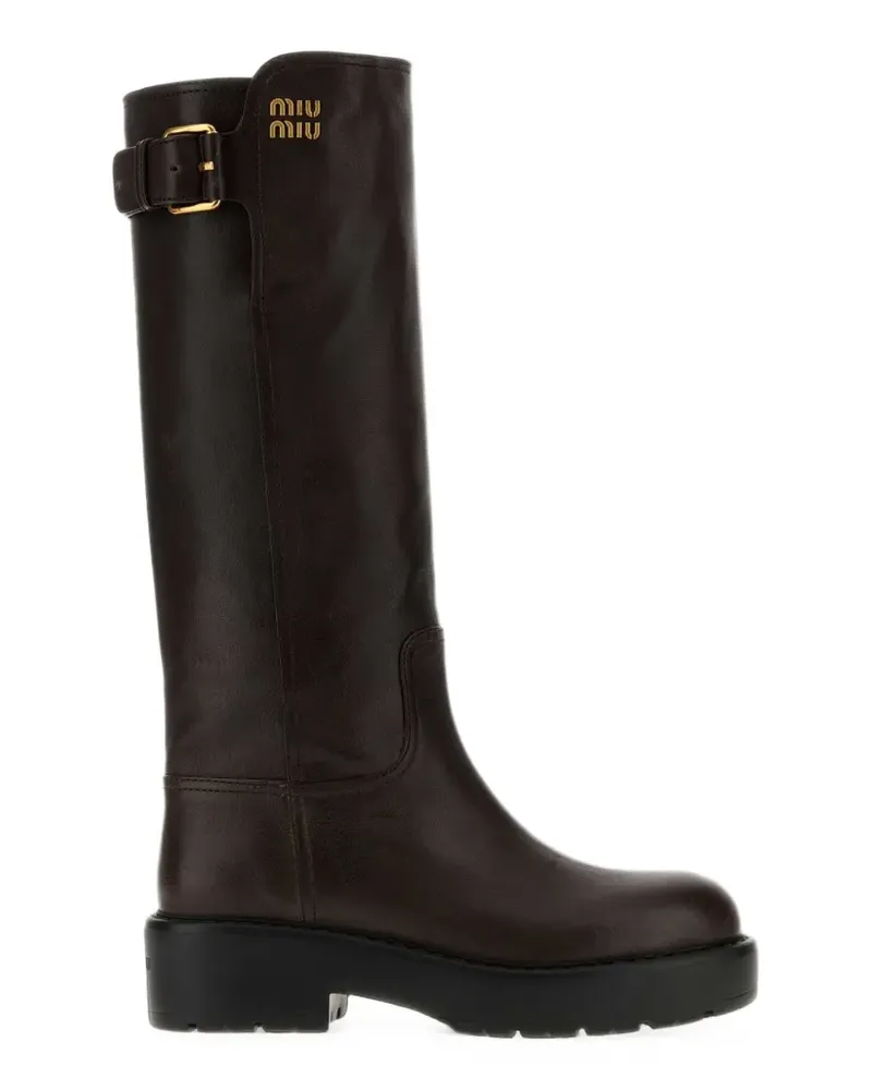 Miu Miu Stiefel aus Leder - Braun Braun