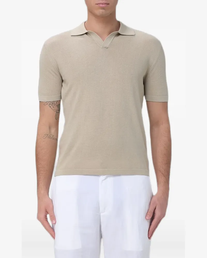 Brooksfield V-neck cotton T-shirt - Nude Nude