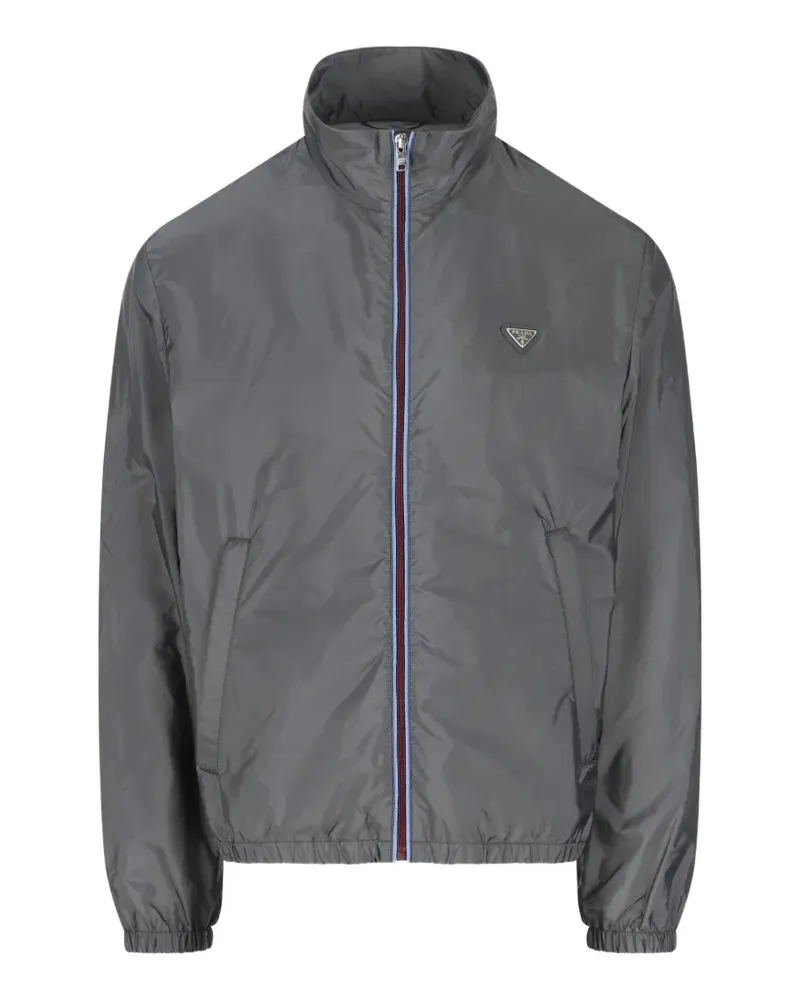 Prada logo plaque raincoat - Grau Grau
