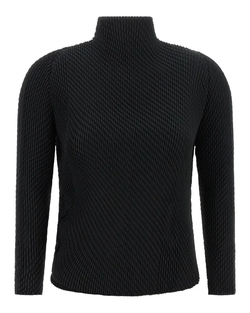 Issey Miyake Asymmetrisches Misty Pleats Oberteil - Schwarz Schwarz