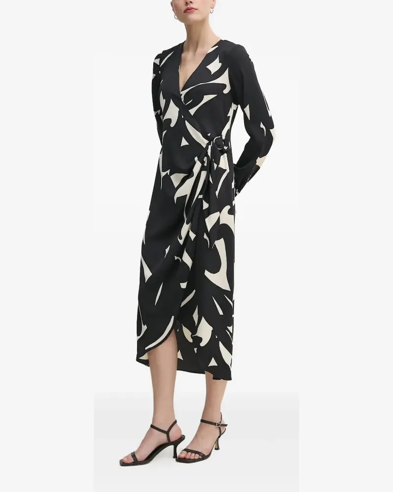 DKNY Wickelkleid mit abstraktem Print - Schwarz Schwarz