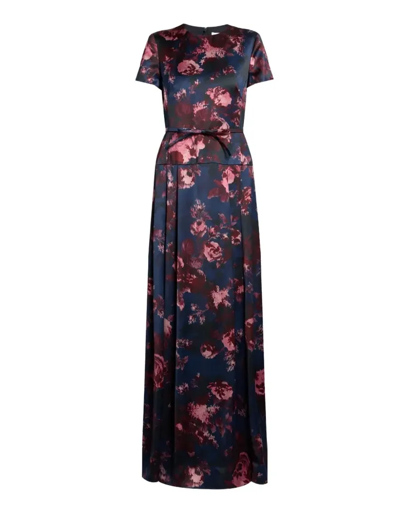 Erdem floral-print belted gown - Blau Blau