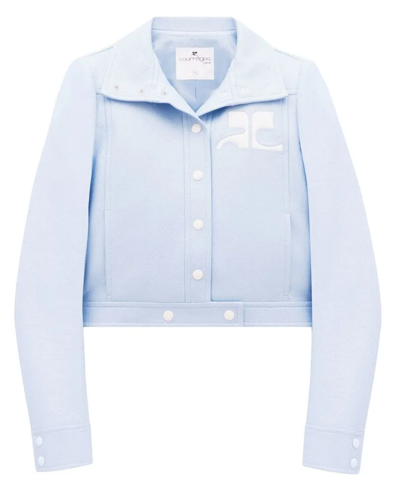 Courrèges chest logo-patch shirt jacket - Blau Blau