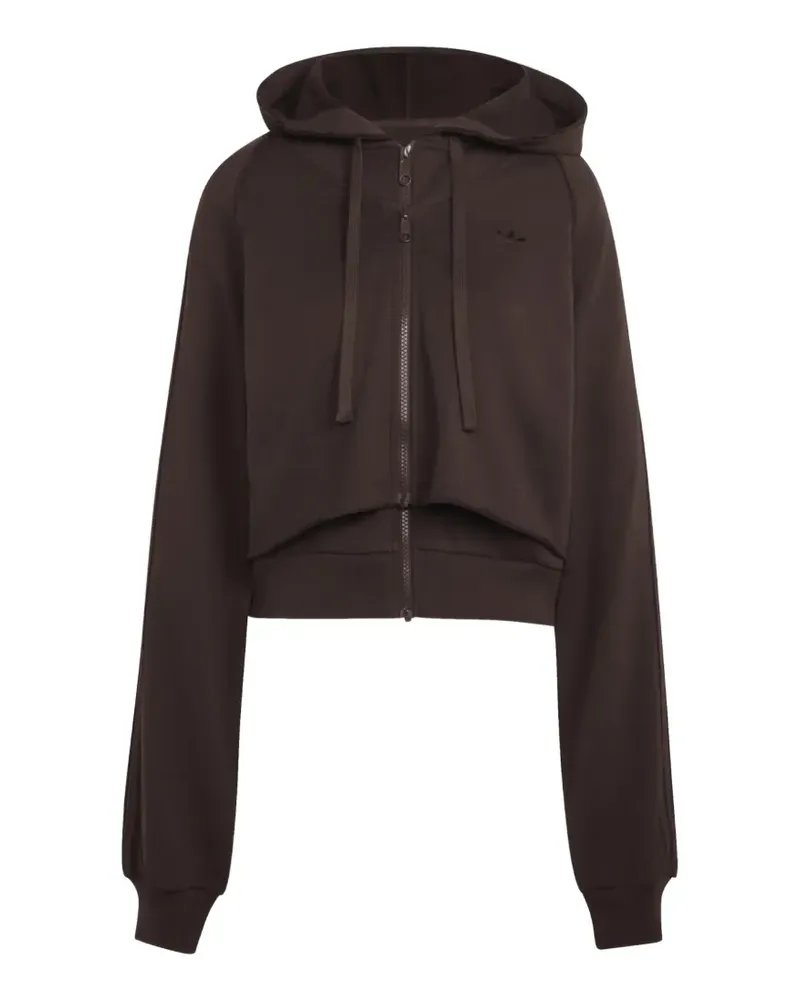 adidas cropped layered-effect hoodie - Braun Braun