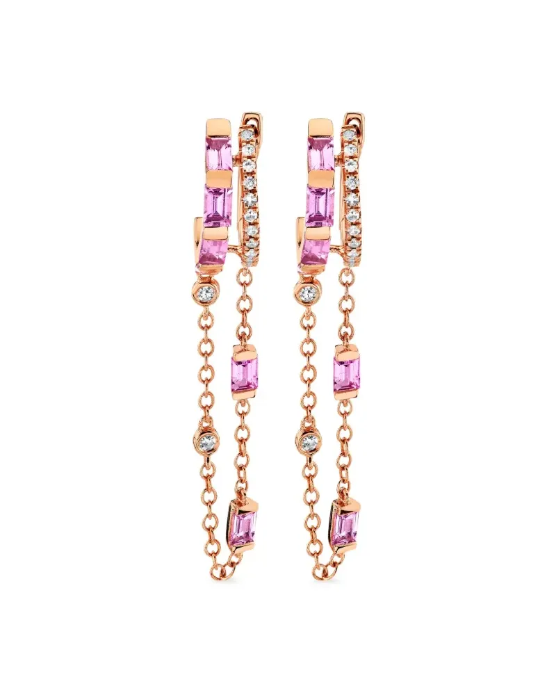 SHAY 18kt Double Mixed Fringe Rotgoldohrringe mit Saphir Gold