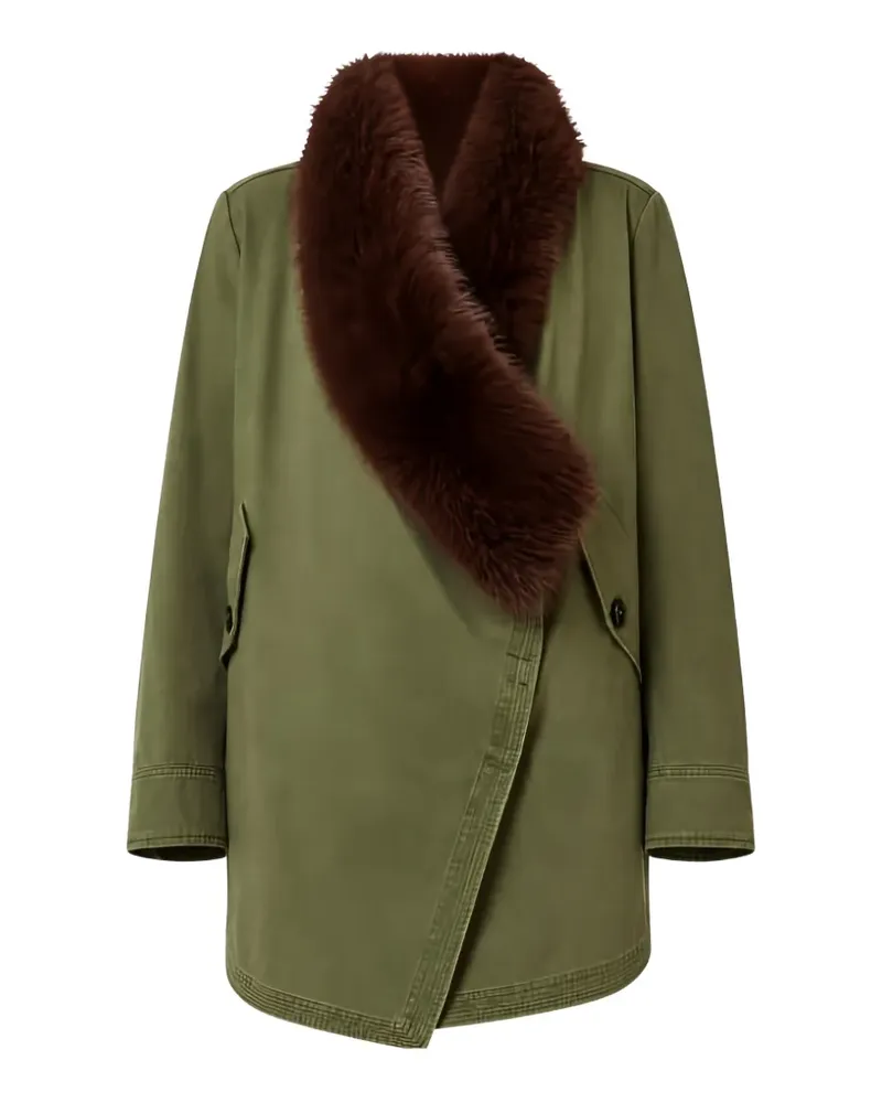 Liu Jo Mantel mit Faux-Fur-Kragen - Grün Grün