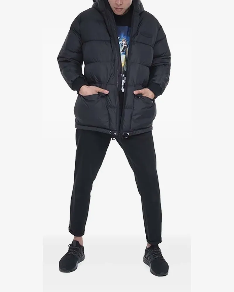 Iceberg Gefütterte Kapuzenjacke mit Logo - Schwarz Schwarz