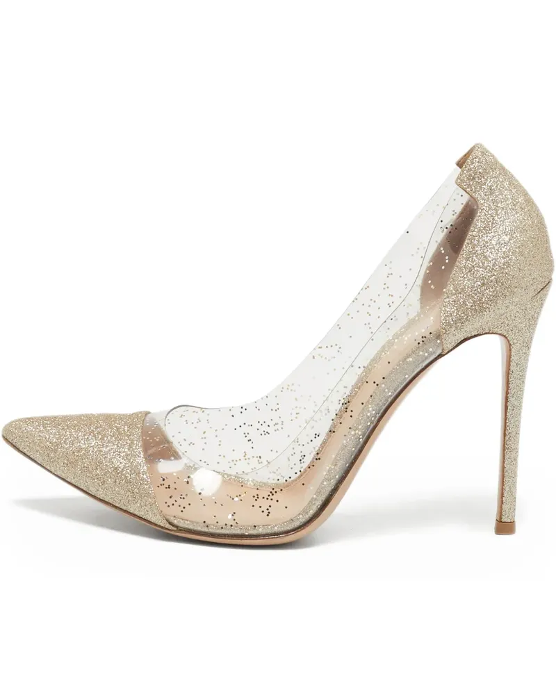Gianvito Rossi Pre-owned Spitze Plexi Pumps mit Glitter-Optik 105mm - Gold Gold