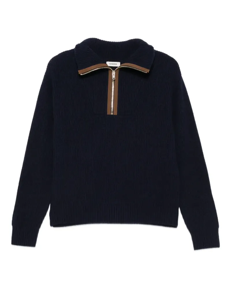 Sandro Pullover mit kurzem Reißverschluss - Blau Blau