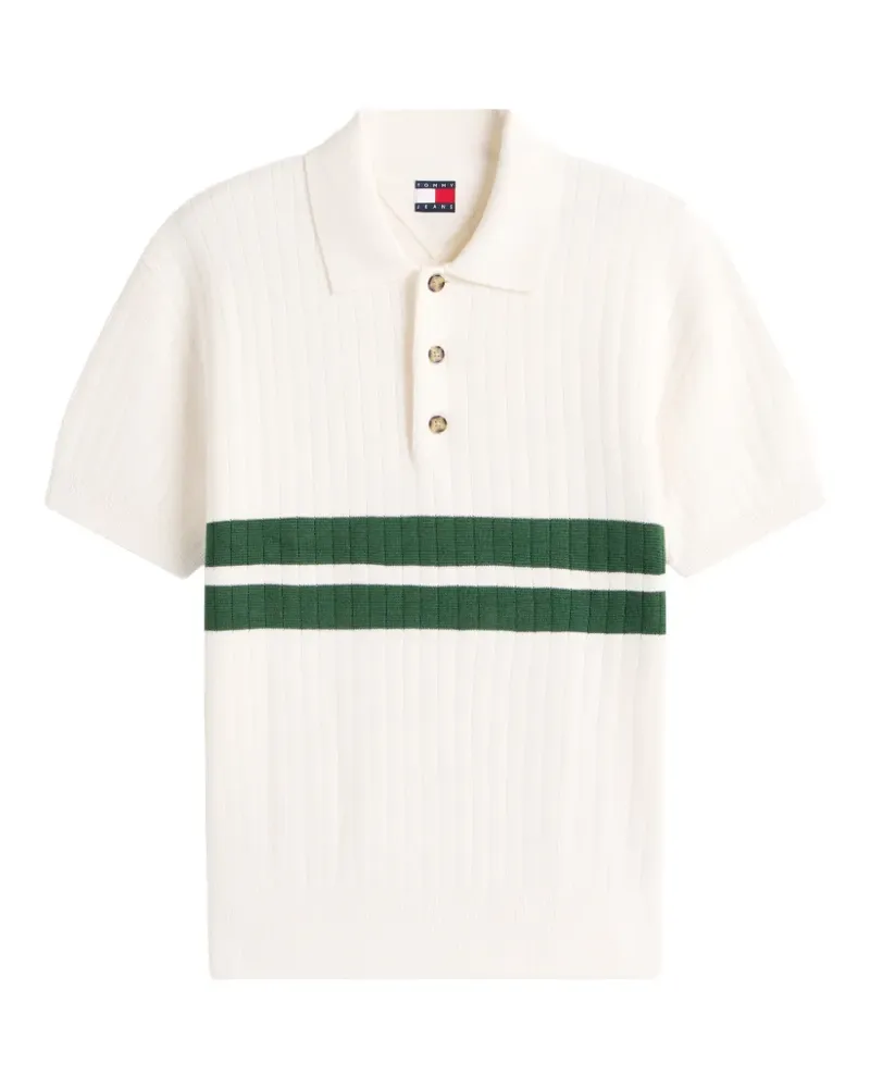 Tommy Hilfiger Tommy Badge stripe-detail rib-knitted polo shirt - Weiß Weiß