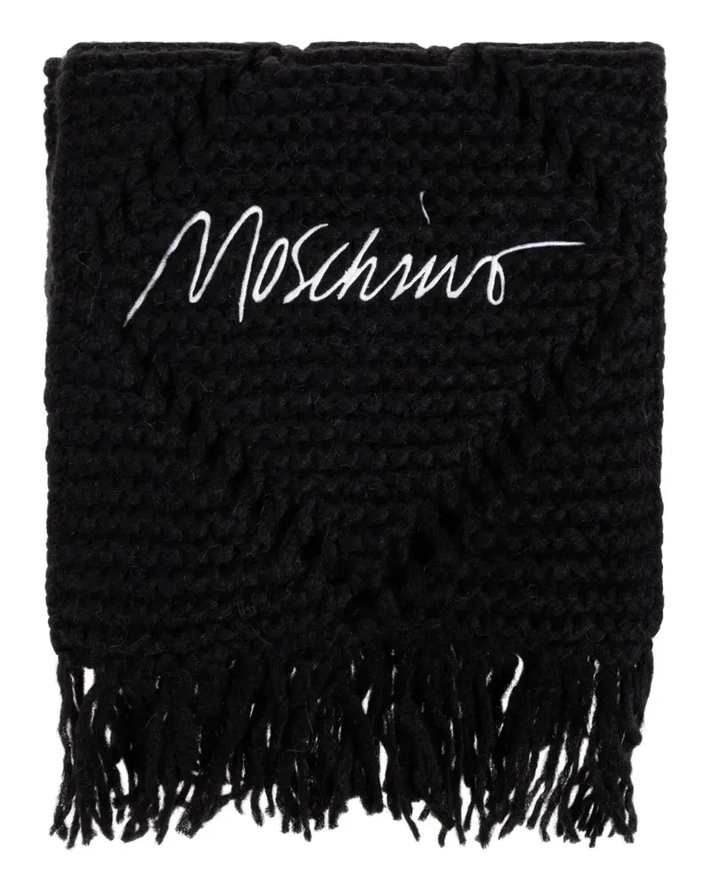 Moschino Schal mit Zopfmuster - Schwarz Schwarz
