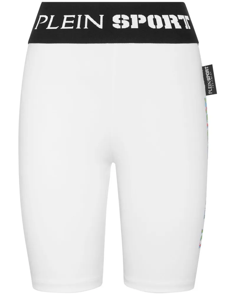 Philipp Plein Radlerhose mit Logo-Bund - Weiß Weiß