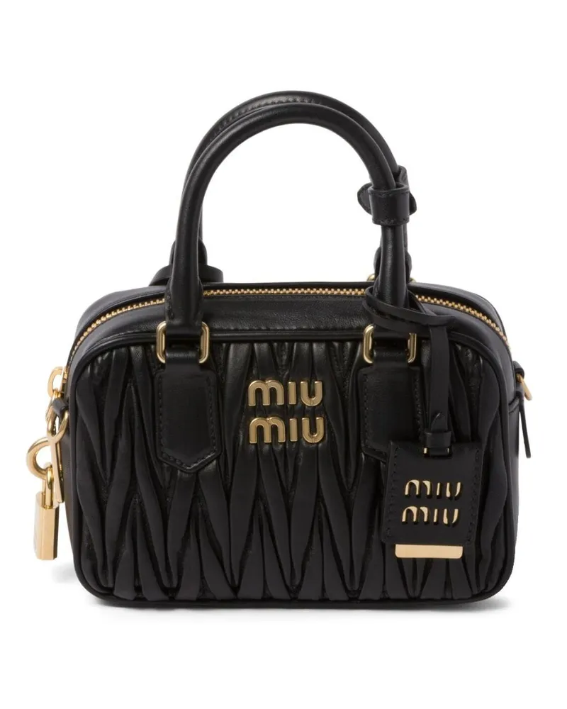 Miu Miu Mini-Tasche mit Logo-Schild Schwarz