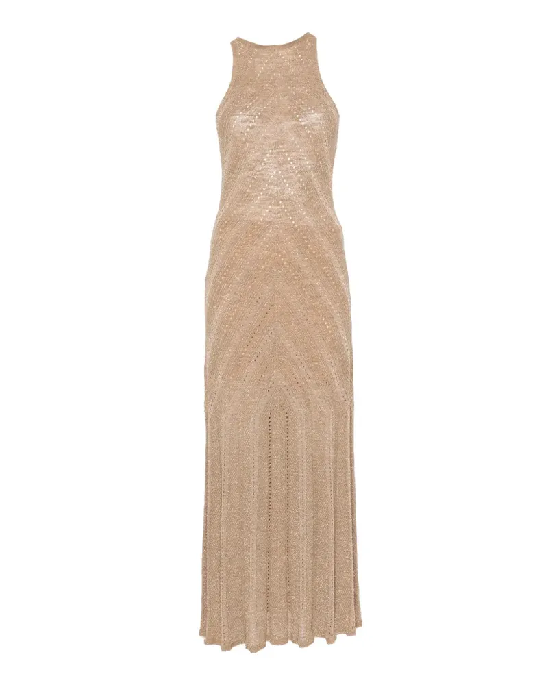 Twin-Set perforated-design maxi dress - Gold Gold