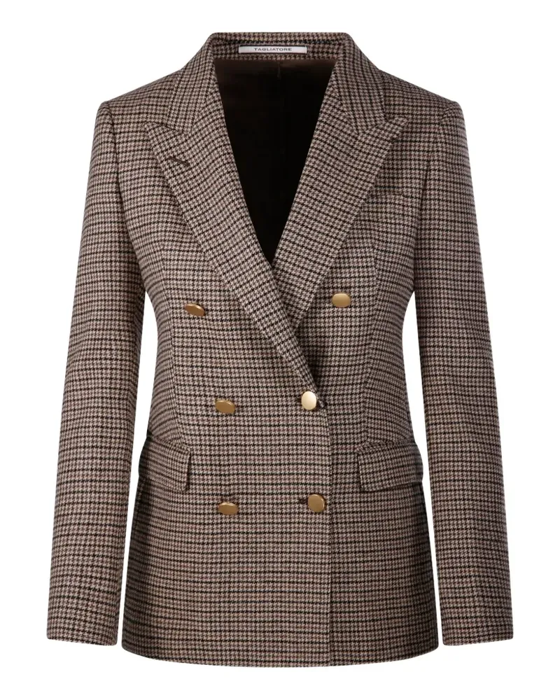 Tagliatore Doppelreihiger Parigi Blazer mit Hahnentrittmuster - Braun Braun