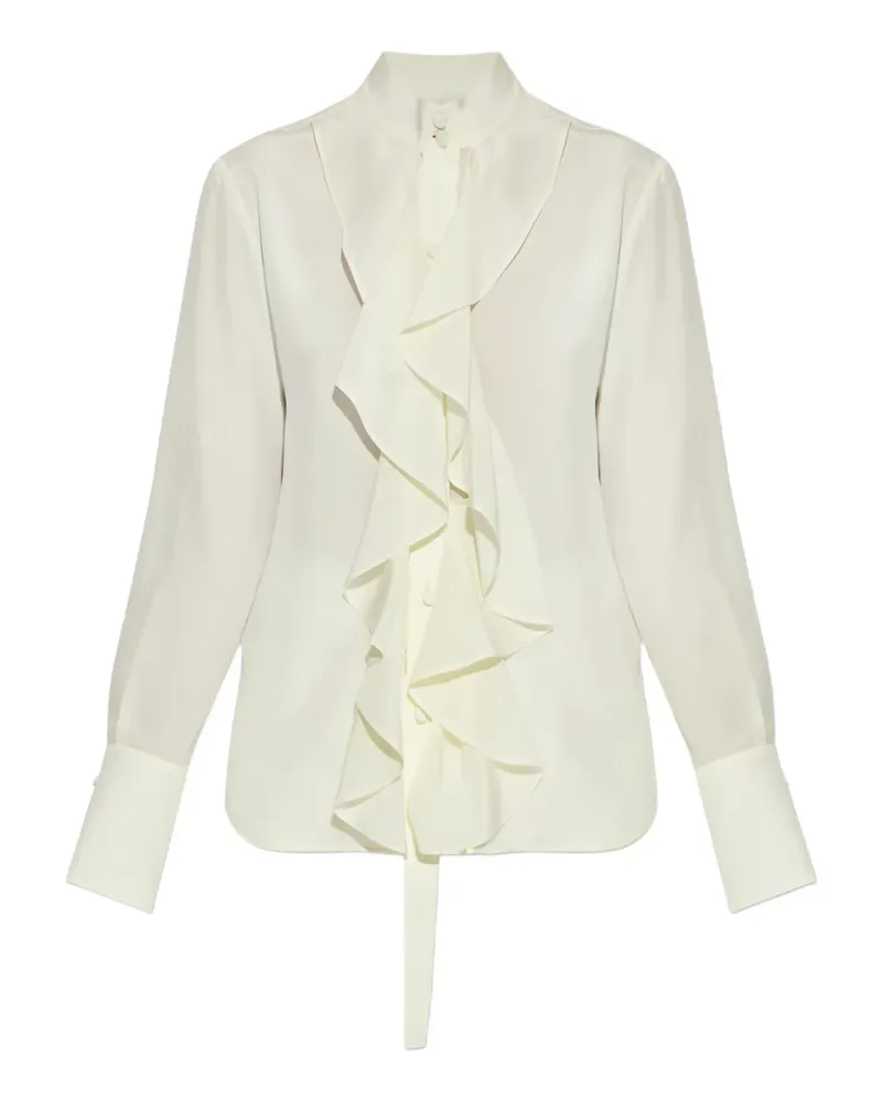 Alexander McQueen ruffled silk top - Nude Nude