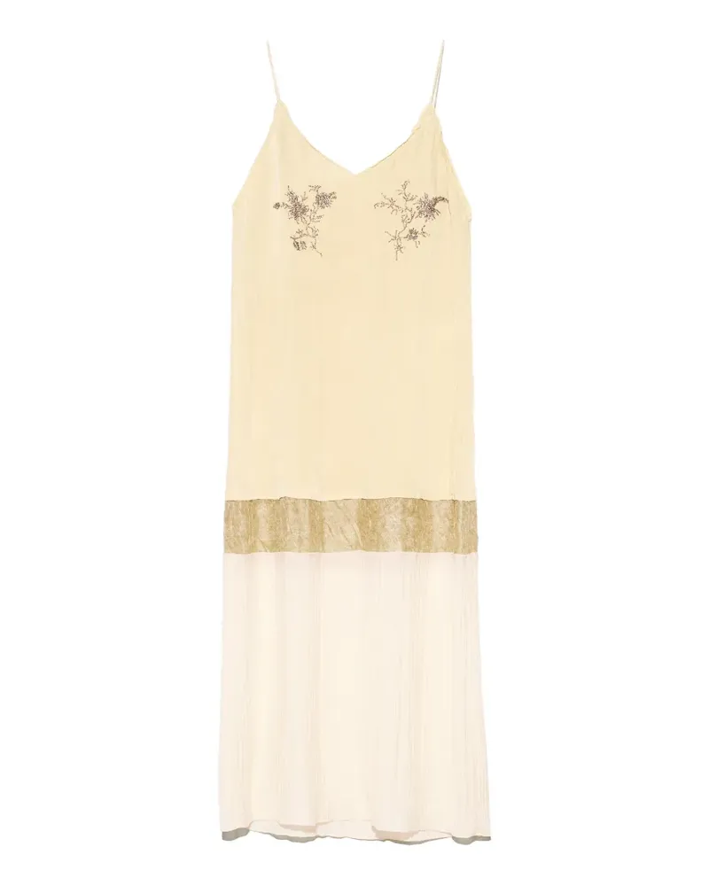 BIMBA Y LOLA Gerade Ocker-Midikleid mit Schmucksteinen - Nude Nude