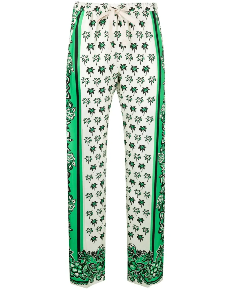 Valentino Garavani Seidenhose mit Blumen-Print - Grün Grün