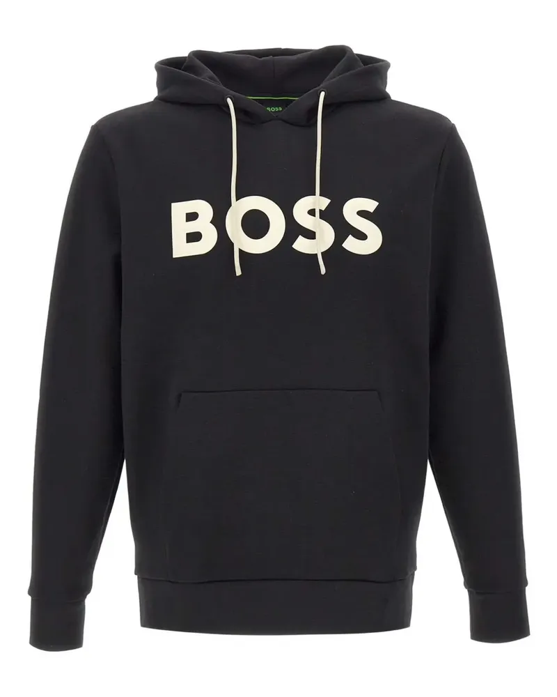 HUGO BOSS drawstring logo hoodie - Schwarz Schwarz