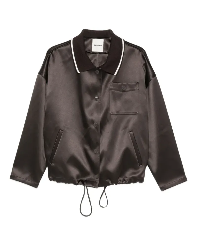 Sandro Jacke in Satinoptik mit Kontrastdetails - Braun Braun
