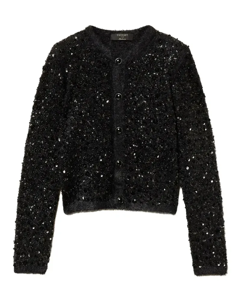 Twin-Set knit jacket with embroidery - Schwarz Schwarz