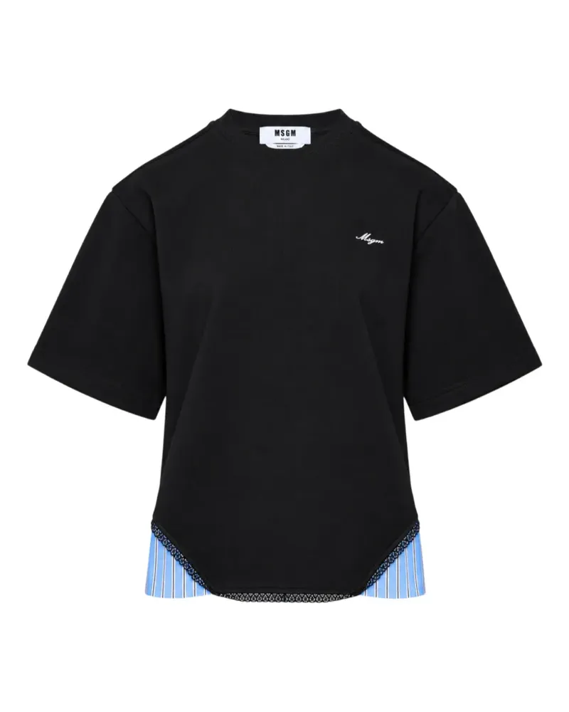 MSGM logo-embroidered layered T-shirt - Schwarz Schwarz