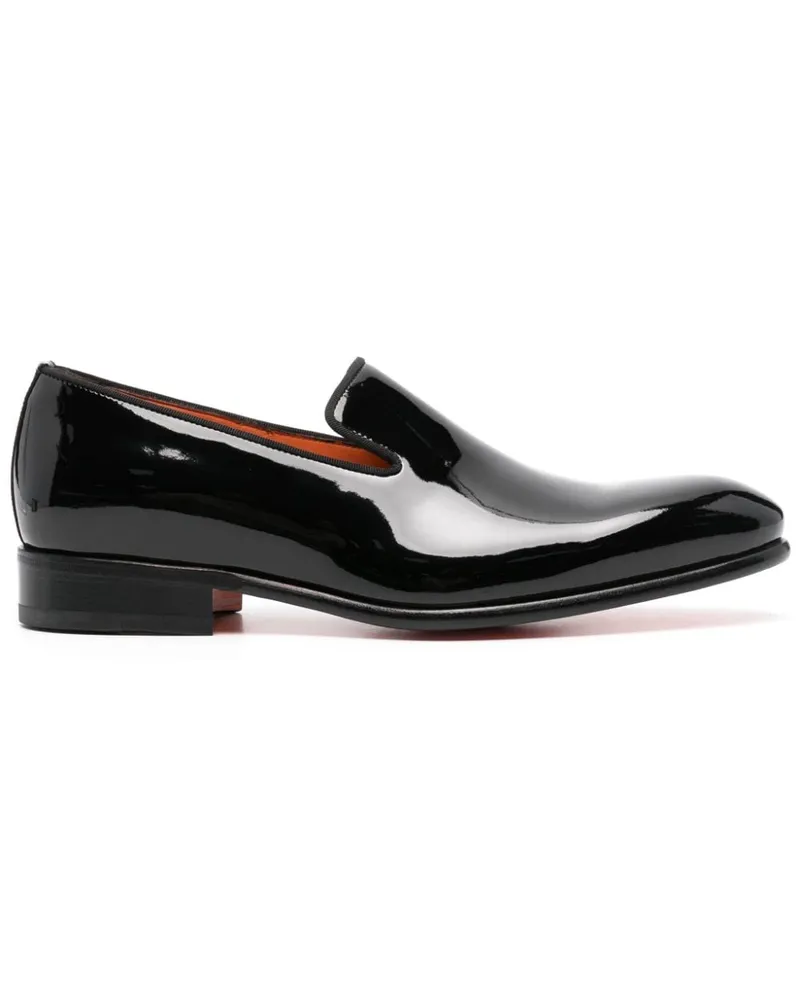 Santoni Loafer aus Lackleder - Schwarz Schwarz