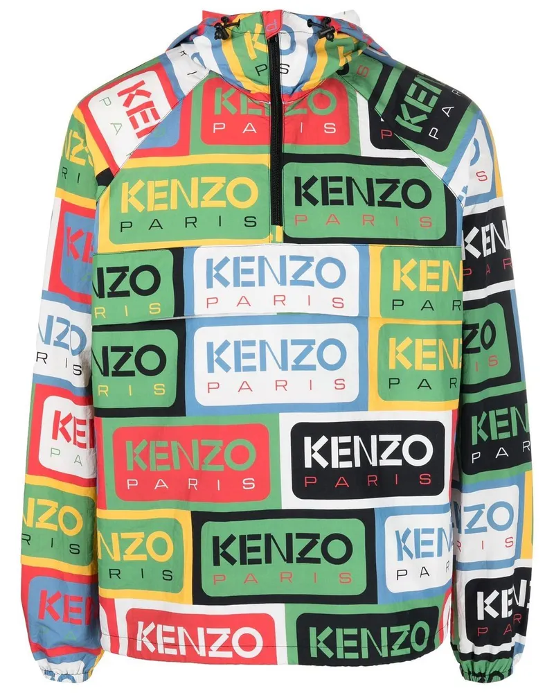 Kenzo Windbreaker mit kurzem Reißverschluss und Etikett-Print - Grün Grün