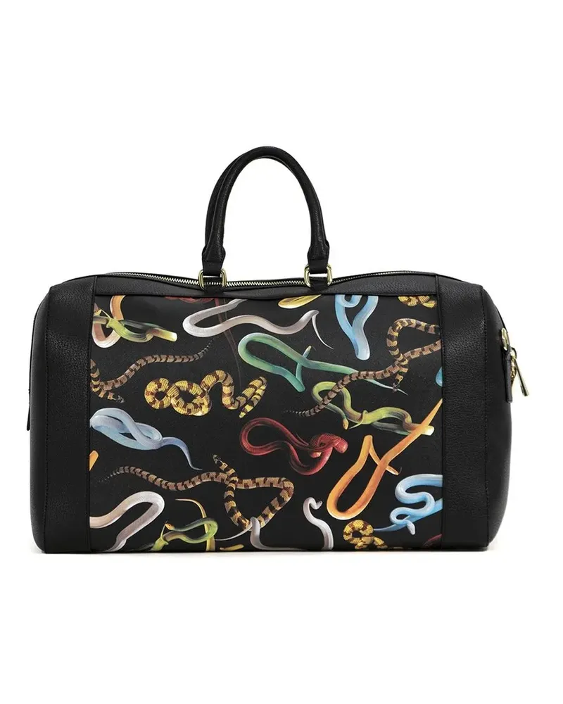 Seletti Reisetasche mit grafischem Print - Schwarz Schwarz