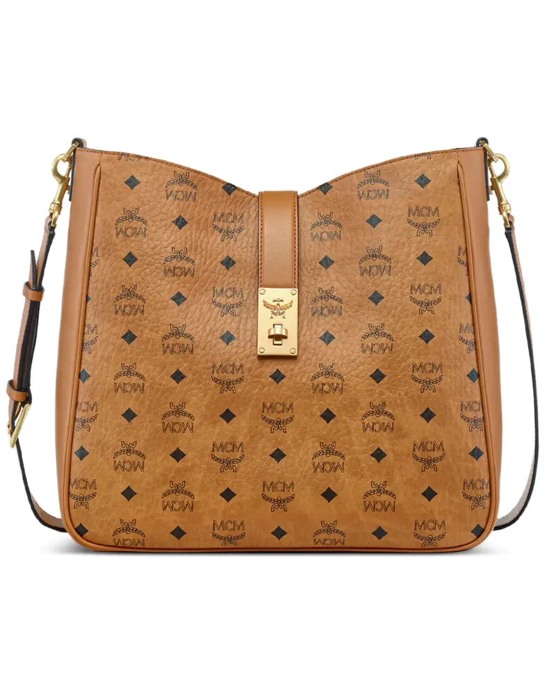 MCM Großer Tracy Visetos Tote Bag - Nude Nude