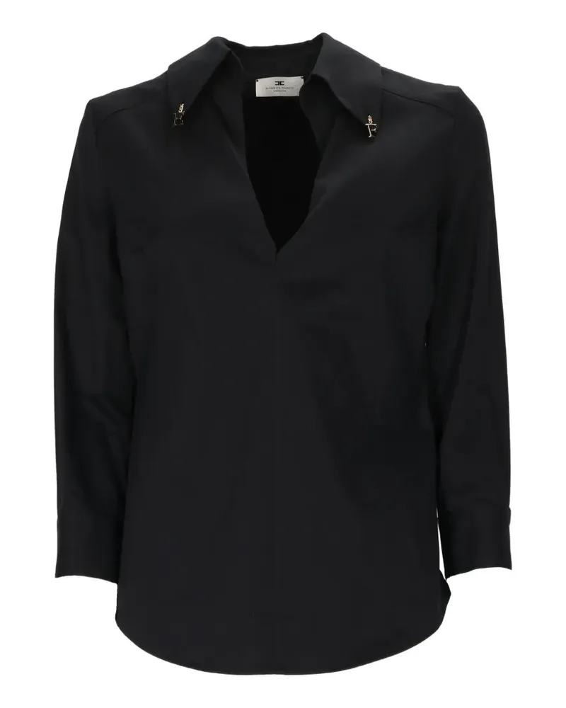 Elisabetta Franchi logo-charm V-neck blouse - Schwarz Schwarz