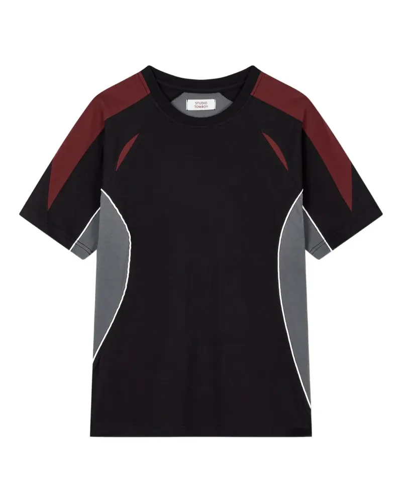STUDIO TOMBOY T-Shirt in Colour-Block-Optik - Schwarz Schwarz