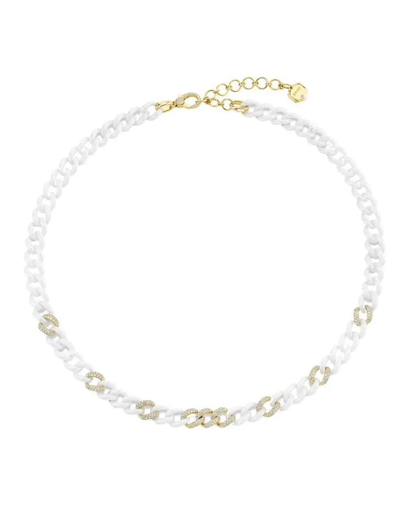 SHAY 18kt Gelbgoldhalskette mit Diamanten und Keramik Gold