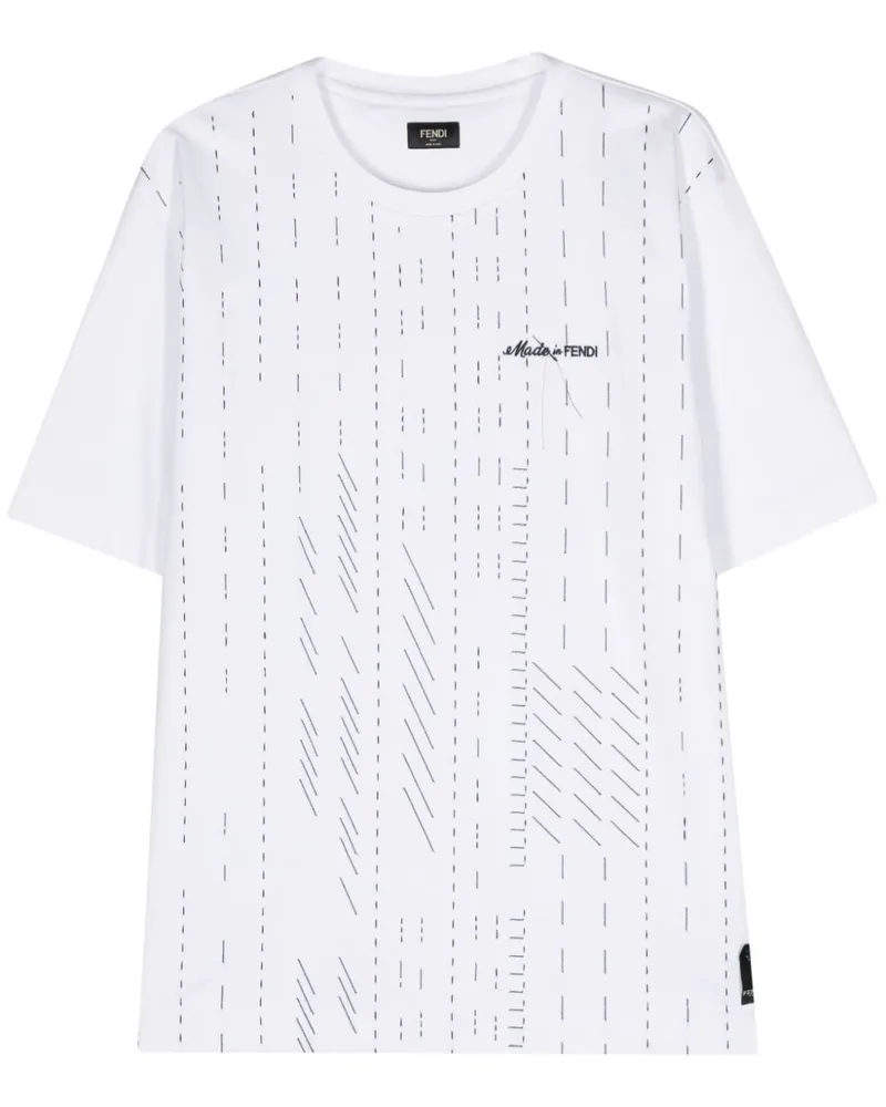 Fendi T-Shirt mit Logo-Stickerei - Weiß Weiß