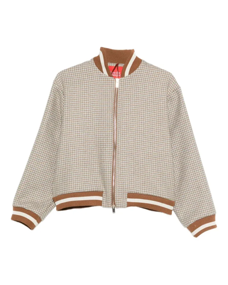 ..,merci houndstooth striped bomber jacket - Nude Nude