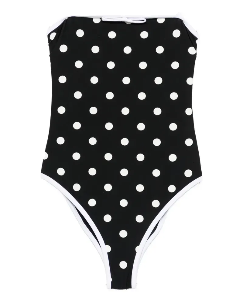 Self-Portrait polka-dot pattern swimsuit - Schwarz Schwarz
