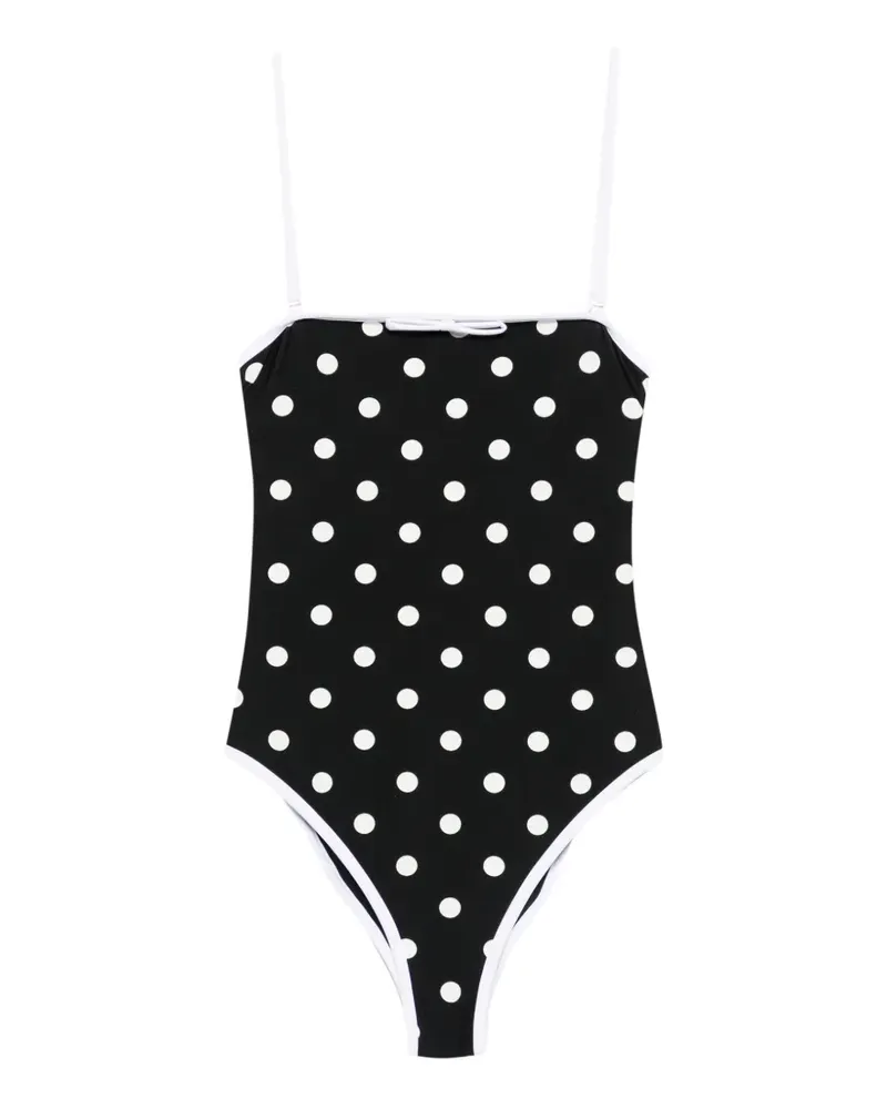Self-Portrait polka-dot pattern swimsuit - Schwarz Schwarz