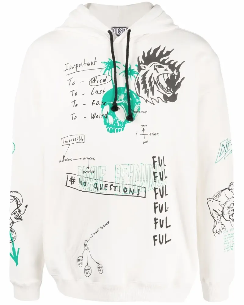 Diesel Hoodie mit grafischem Print - Nude Nude