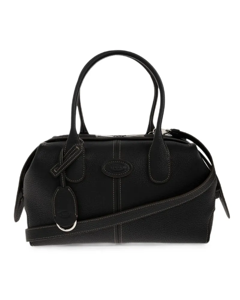 TOD'S logo-patch pebbled leather shoulder bag - Schwarz Schwarz