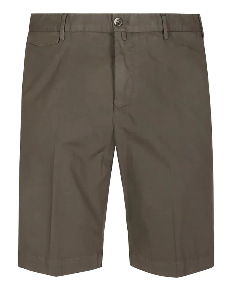 PT TORINO button-fastening pleated cotton shorts - Braun Braun