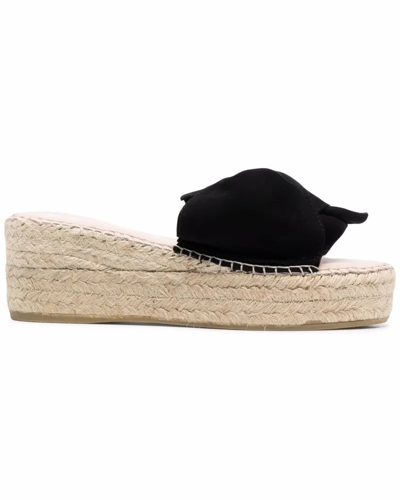 Manebí Espadrille-Sandalen mit Plateau - Schwarz Schwarz