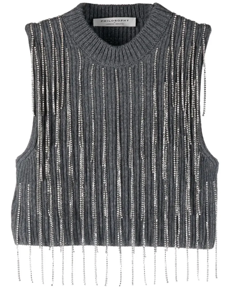 Philosophy Di Lorenzo Serafini Top mit Kristallen - Grau Grau