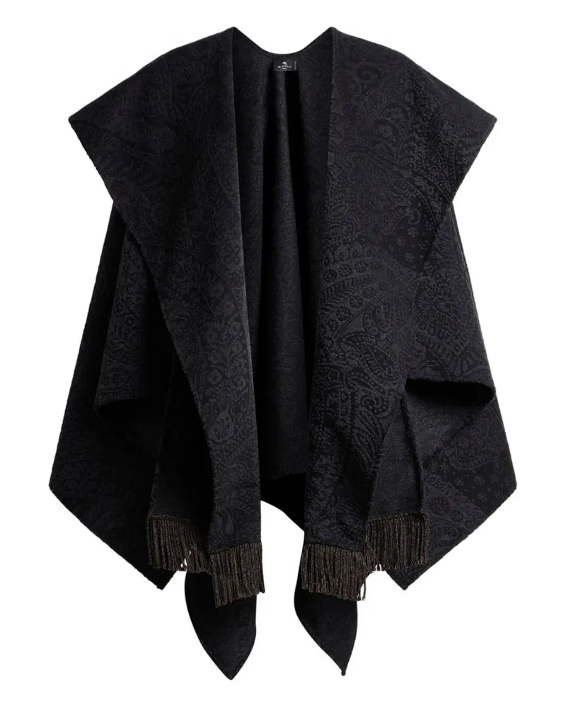 Etro jacquard paisley cape - Schwarz Schwarz