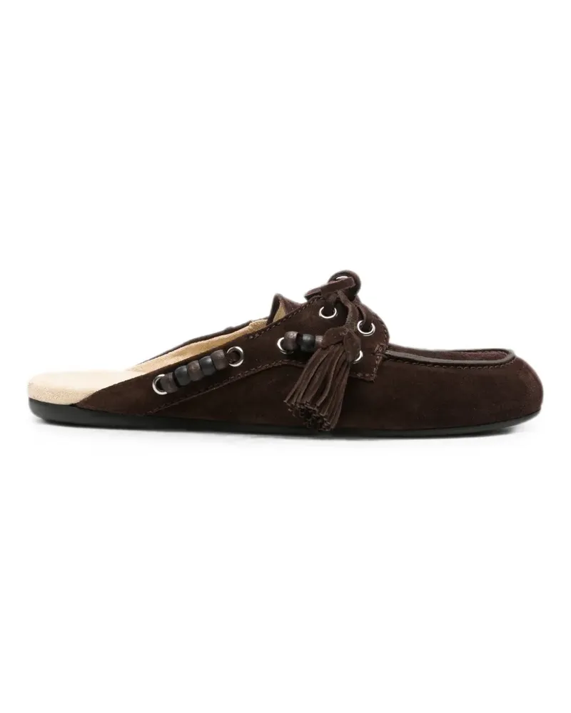 Miu Miu tassel-detail beaded mules - Braun Braun