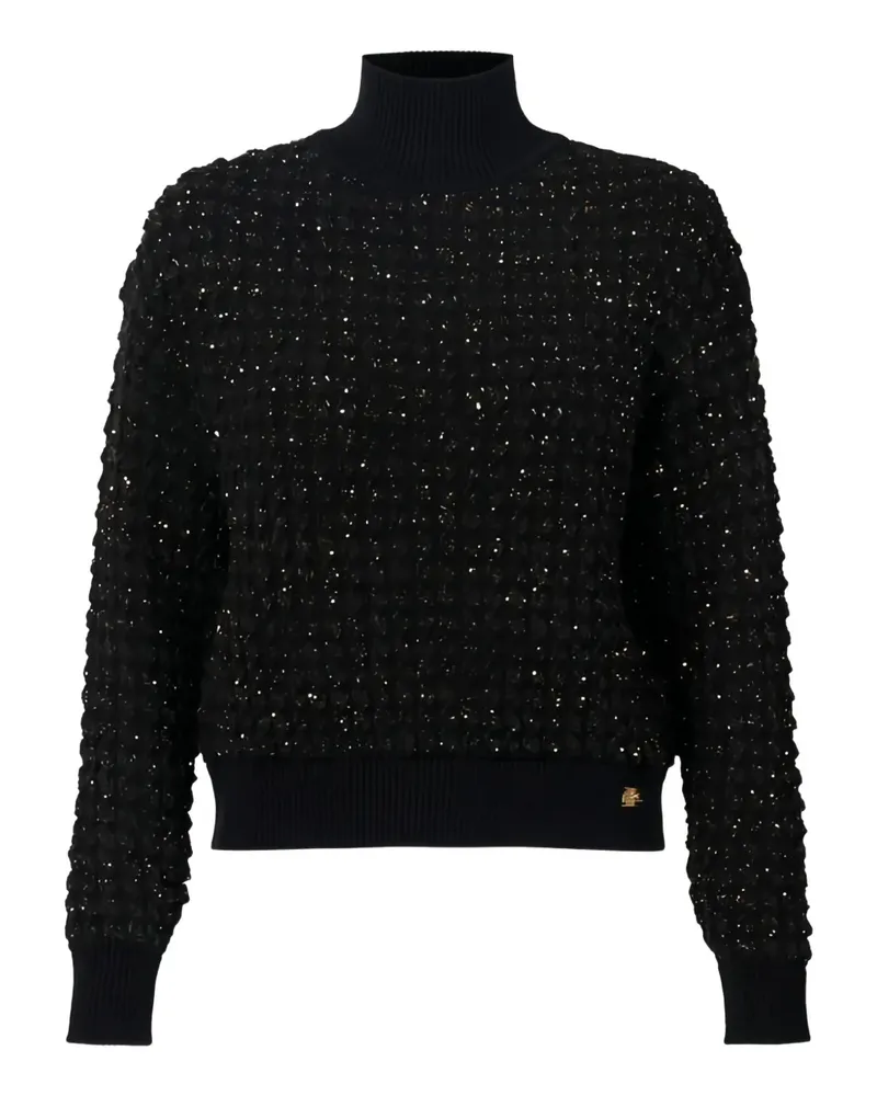 Elisabetta Franchi Bouclé-Pullover mit Stehkragen - Schwarz Schwarz