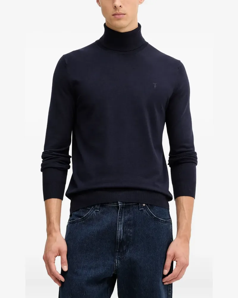 Trussardi Bestickter Rollkragenpullover - Blau Blau